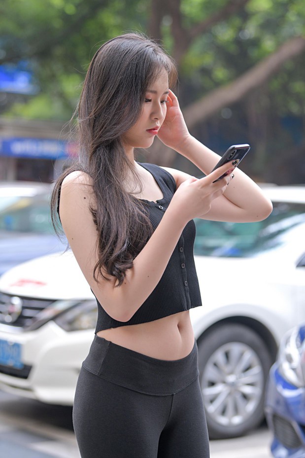 图片[5]-喝奶茶的黑色瑜伽裤长发姑娘【376P】00055-图好看