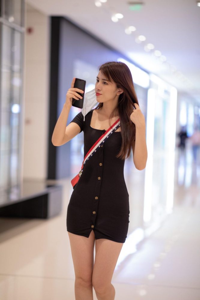 逛商场的黑色包臀裙美丽女孩【385P】00050-图好看